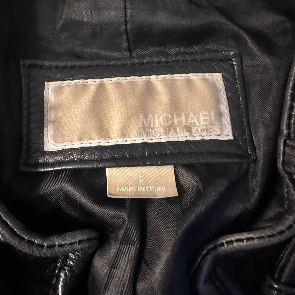 Michael Kors Black Leather Military Jacket - Picture 2 of 5